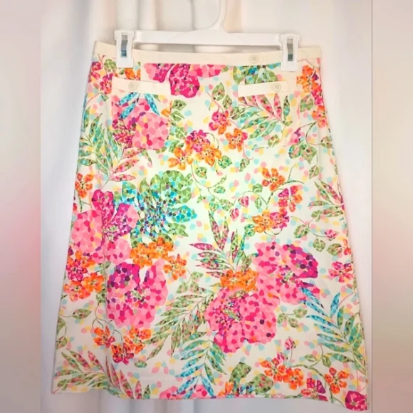 Talbots Bright Multicolor Floral Print Skirt Womens Size 6 A Line Knee Length - Picture 1 of 11